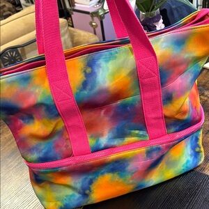 Colorful Tie-Dye Tote Bag with cooler bottom